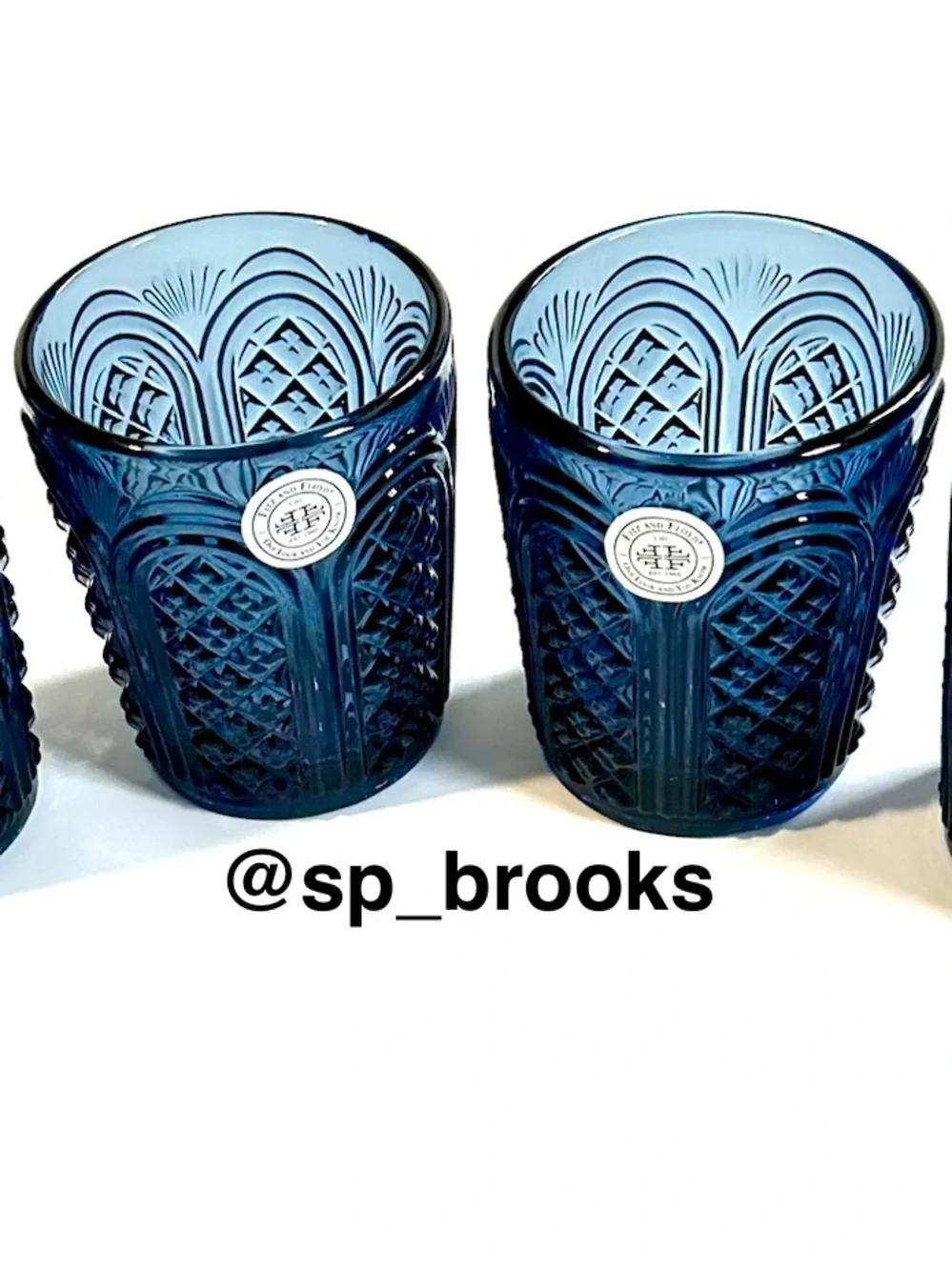 🎁4PC Fitz and Floyd Glass Tumbler - 11 oz. Sicily Blue Tumbler